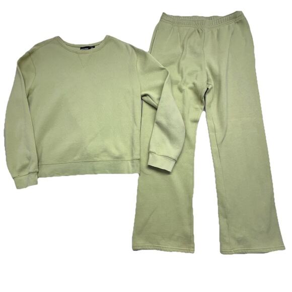 VTG Joe Boxer Womens L Sweatsuit Green Crewneck Sweatshirt Pants Classic Green - Picture 1 of 10